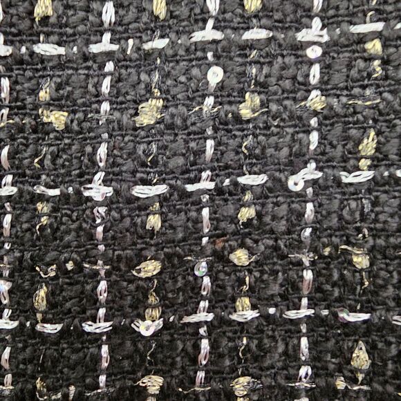 Edit by Nine Black Tweed Crop Top Small Gold Buttons Sparkle Accents - Picture 3 of 5